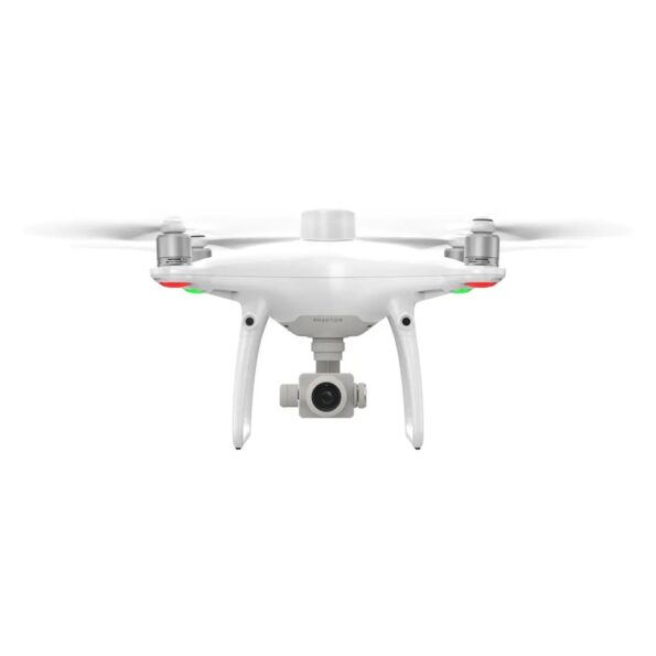 Front view of the DJI Phantom 4 RTK SE drone in flight, showcasing its advanced camera system and compact design for precision mapping and surveying tasks.