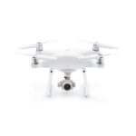 Front view of the DJI Phantom 4 Pro V2.0 drone, showcasing its sleek white design, 4 propellers, and integrated 3-axis gimbal camera, ideal for professional aerial photography and videography.